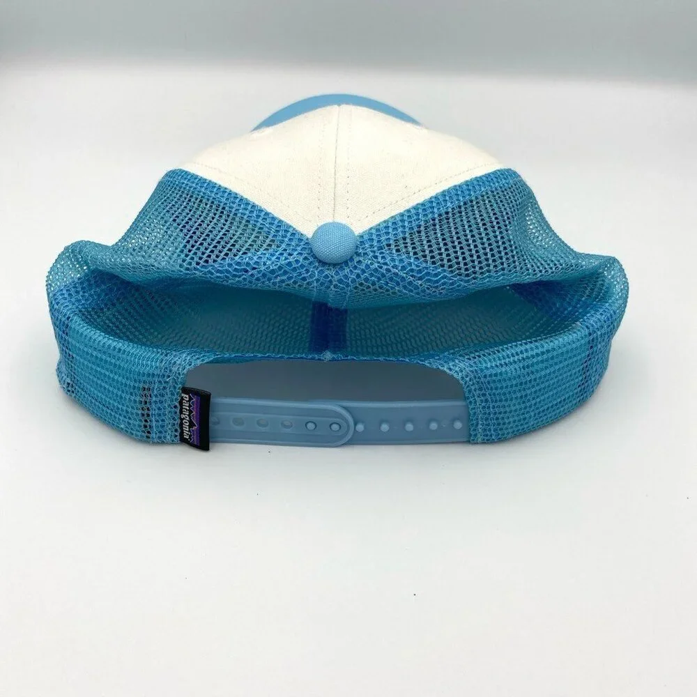 Patagonia Hat Cap Snap Back Trucker Mesh Adjustable Blue White Outdoor - Picture 3 of 5